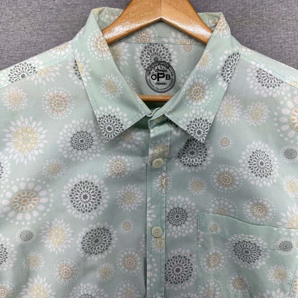 Original Paperbacks Men's Floral Geometric Short Sleeve Button Down Shirt XXL